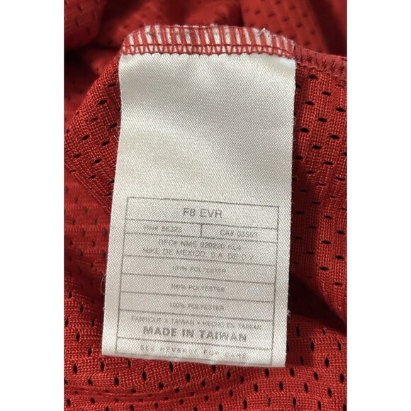 Vintage 90s Nike Fit Mens Shirt Red Mesh Swoosh Warmup Short Sleeves White Tag M - Picture 8 of 9